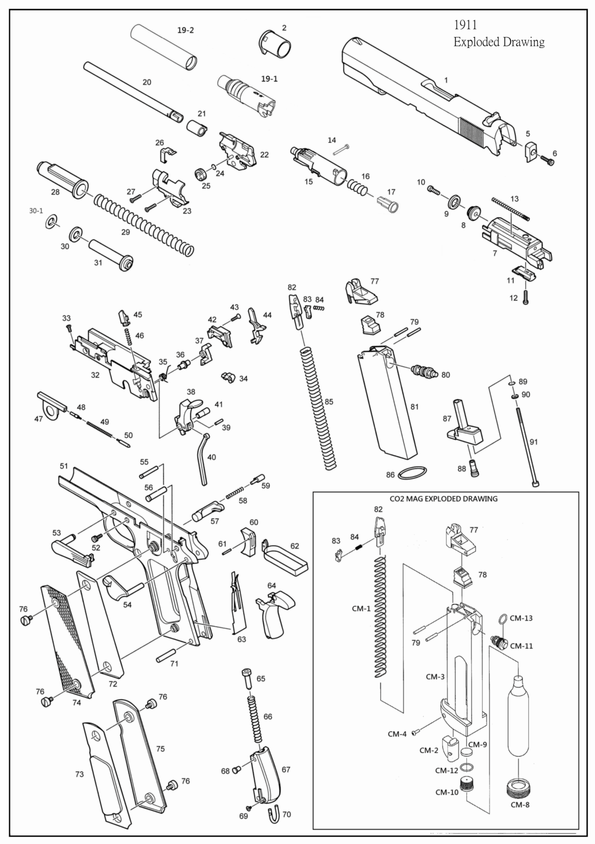 原廠 瓦斯/CO2 手槍維修零件：圖片 1